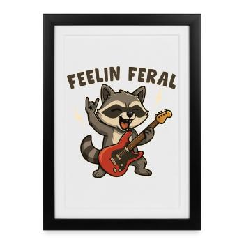 Raccoon Rocker Feelin Feral - Framed poster (27 × 37 cm) - black - Front