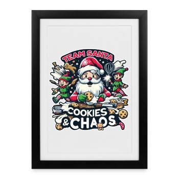 Team Santa – Cookies & Chaos Christmas Bakery - Framed poster (27 × 37 cm) - black - Front