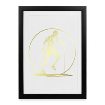 Silhouette de marche nordique - Affiche encadrée (27 × 37 cm) - noir - Devant