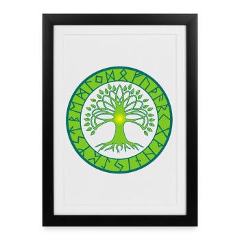 Arbre de vie runique  - Affiche encadrée (27 × 37 cm) - noir - Devant