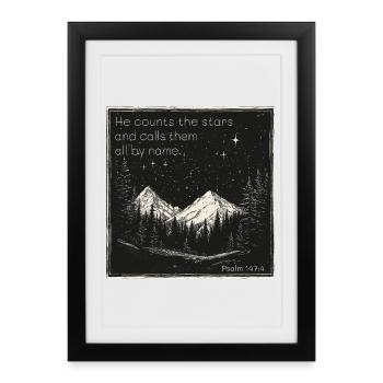 Ciel étoilé chrétien - Affiche encadrée (27 × 37 cm) - noir - Devant