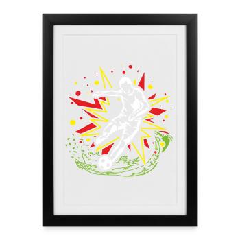 Football Energetic Football Kick - Framed poster (27 × 37 cm) - black - Front