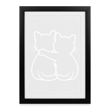 Câlin de chats - Affiche encadrée (27 × 37 cm) - noir - Devant
