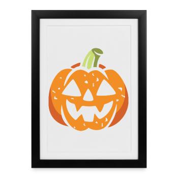 Drôle de visage de citrouille d’Halloween - Affiche encadrée (27 × 37 cm) - noir - Devant