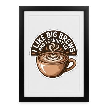 Big Brews Tasse à café avec cœurs Retro Café Vibes - Affiche encadrée (27 × 37 cm) - noir - Devant