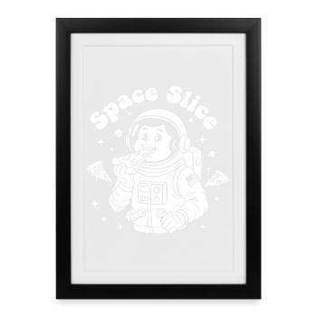 Space Slice Astronaut Pizza - Framed poster (27 × 37 cm) - black - Front