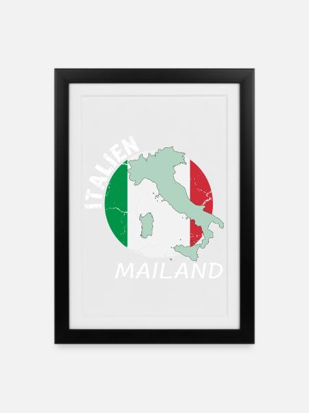 Milan - Affiche encadrée (27 × 37 cm) - noir