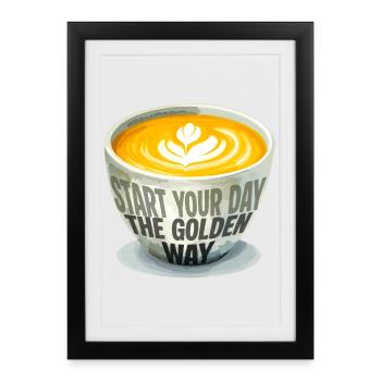 Commencez votre journée à la Golden Way - Affiche encadrée (27 × 37 cm) - noir - Devant