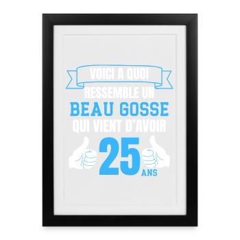 Birthday 18 Years Boy Funny Beau Gosse - Affiche encadrée (27 × 37 cm) - noir - Devant