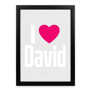 J’aime David Coeur rose J’aime David - Affiche encadrée (27 × 37 cm) - noir - Devant