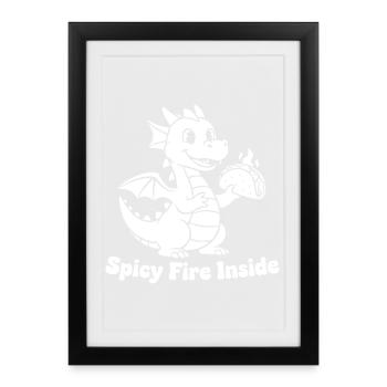 Flammender Drachen Taco Design - Gerahmtes Poster (27 × 37 cm) - Schwarz - Vorne