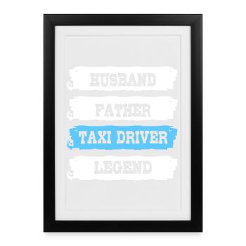 Taxi Chauffeur de taxi - Affiche encadrée (27 × 37 cm) - noir - Devant