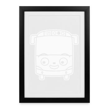 Little Bus Cartoon – Comic School Bus Travel Fun - Framed poster (27 × 37 cm) - black - Front