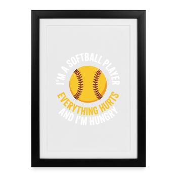 Devise des joueuses de softball affamées - Affiche encadrée (27 × 37 cm) - noir - Devant