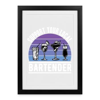 Bartender Gifts Farewell Gastronomy - Framed poster (27 × 37 cm) - black - Front