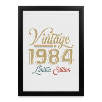 Millésime 1984 Édition limitée Naissance Anégée 1984 - Affiche encadrée (27 × 37 cm) - noir - Devant