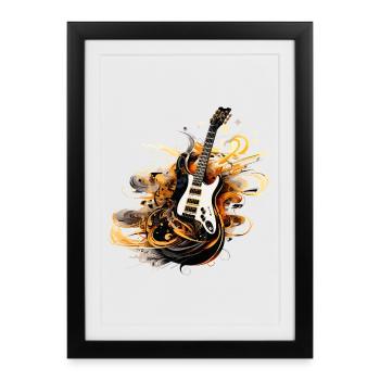 guitare électrique guitare guitariste instrument de musique rock - Affiche encadrée (27 × 37 cm) - noir - Devant