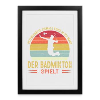 Joueur de badminton offre des tenues de badminton - Affiche encadrée (27 × 37 cm) - noir - Devant