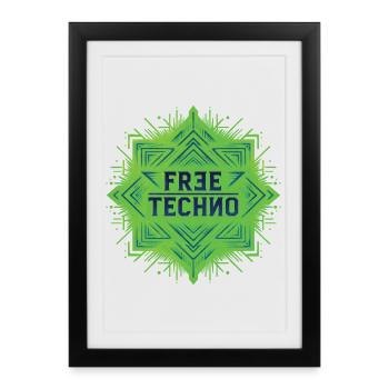 FREE TECHNO #1 - let's talk - Framed poster (27 × 37 cm) - black - Front