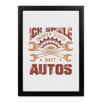 Cadeau de mécanicien Mécanicien Mécanicien de voiture Expressions de mécanicien automobile - Affiche encadrée (27 × 37 cm) - noir - Devant