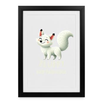 Fluffy White Fox - Framed poster (27 × 37 cm) - black - Front