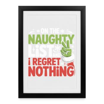 Liste de coquins drôles Regret Rien de Noël - Affiche encadrée (27 × 37 cm) - noir - Devant