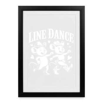 Line Dance Mice Retro - Framed poster (27 × 37 cm) - black - Front
