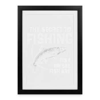Le secret de la pêche : l’humour de la pêche à la pêche - Affiche encadrée (27 × 37 cm) - noir - Devant