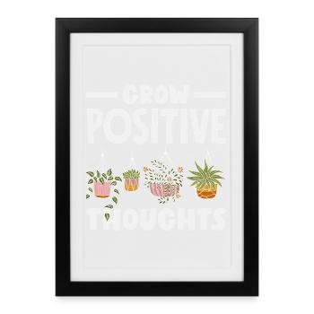 Faites croître des pensées positives Plant Lover - Affiche encadrée (27 × 37 cm) - noir - Devant
