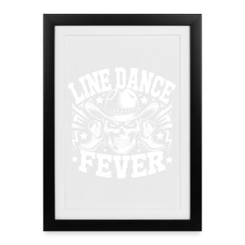 Line Dance Fever Skull - Gerahmtes Poster (27 × 37 cm) - Schwarz - Vorne