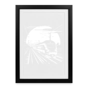 Eisenbahn Zeichnung - Gerahmtes Poster (27 × 37 cm) - Schwarz - Vorne
