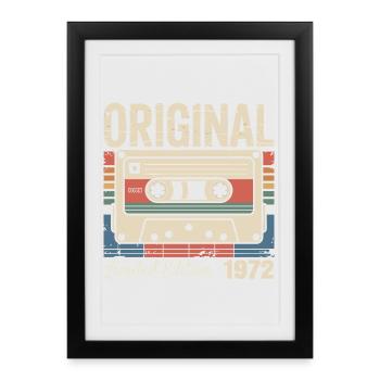 54ème anniversaire - Cadeau Vintage 1972 - Affiche encadrée (27 × 37 cm) - noir - Devant