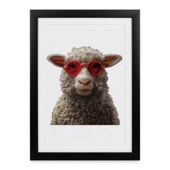 Moutons avec des lunettes de soleil - Affiche encadrée (27 × 37 cm) - noir - Devant