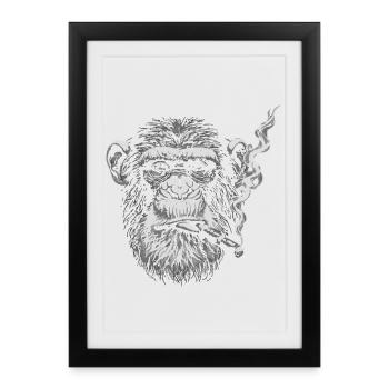 Chimp Smoking Portrait - Framed poster (27 × 37 cm) - black - Front