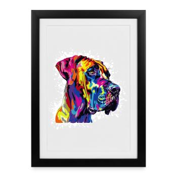 Portrait de chien et chien - Affiche encadrée (27 × 37 cm) - noir - Devant
