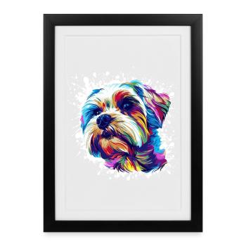 Dog Dog Portrait Pop Art - Framed poster (27 × 37 cm) - black - Front