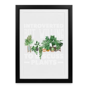 Introvert Discuss Plants Funny - Framed poster (27 × 37 cm) - black - Front
