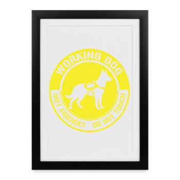 Meme drôle sur le chien qui travaille pas amical - Affiche encadrée (27 × 37 cm) - noir - Devant