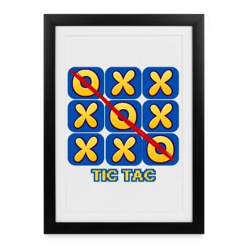 Retro Tic-Tac-Toe Game Night Graphic - Framed poster (27 × 37 cm) - black - Front