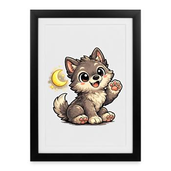 Patte Câline de Mondnacht Wolfchen - Affiche encadrée (27 × 37 cm) - noir - Devant