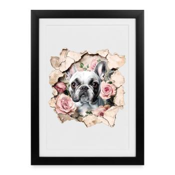 Bouledogue français - Affiche encadrée (27 × 37 cm) - noir - Devant
