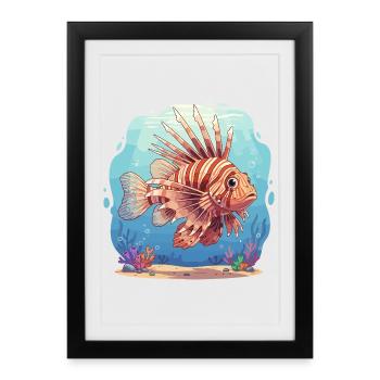Lionfish Underwater Splendor - Framed poster (27 × 37 cm) - black - Front