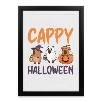 Capybaras d’Halloween Cappy Animal mignon et drôle - Affiche encadrée (27 × 37 cm) - noir - Devant