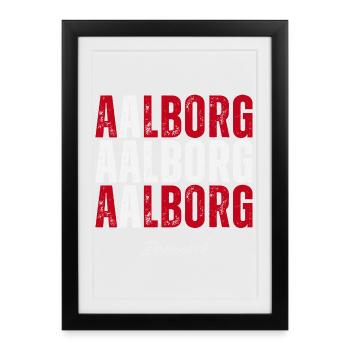 Aalborg dans le cœur, Danemark présent - Affiche encadrée (27 × 37 cm) - noir - Devant