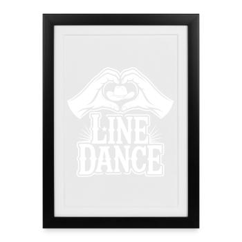 Danse en ligne de cœur à main - Affiche encadrée (27 × 37 cm) - noir - Devant