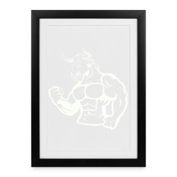 Power bull muscle hero - Framed poster (27 × 37 cm) - black - Front