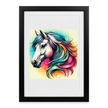 cheval - Affiche encadrée (27 × 37 cm) - noir - Devant