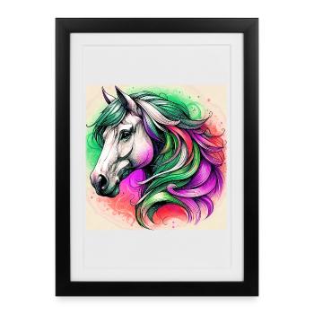 horse - Framed poster (27 × 37 cm) - black - Front