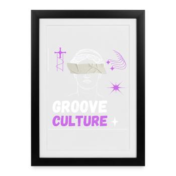 Culture groove hardgroove art techno trance - Affiche encadrée (27 × 37 cm) - noir - Devant