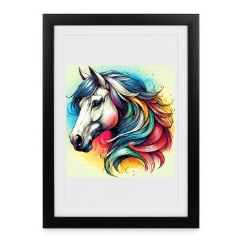 horse - Framed poster (27 × 37 cm) - black - Front
